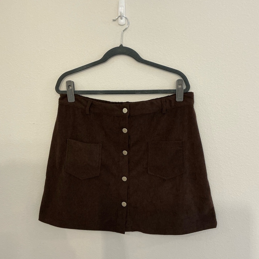 Petal & Pup Chocolate Button-Front A-Line Skirt